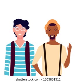 men with different poses on white background vector illustration design