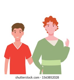 men with different poses on white background vector illustration design