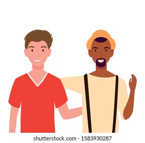 men with different poses on white background vector illustration design