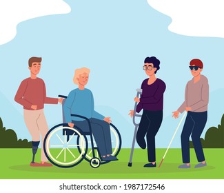 men with disabilities in the park