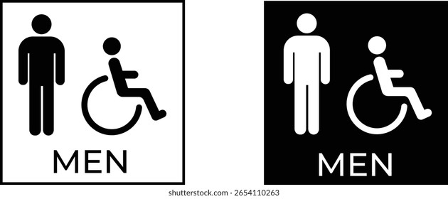 Señales de baño para hombres y hombres discapacitados