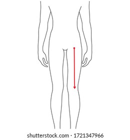 Men to do crotch to knee measurement fashion Illustration for size chart. 7.5 head size boy for site or online shop. Human body infographic template for clothes. 