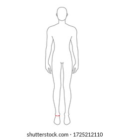 Männer zu tun hohe Knöchelvermessung Mode Illustration für Größendiagramm. 7,5 Headsize Junge für Website oder Online-Shop. Der menschliche Körper Infografik Vorlage für Kleidung. 