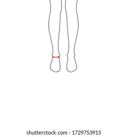 Hombres para hacer la moda de medición de tobillo alto Ilustración para la gráfica de tamaño. 7.5 cabeza de niño para sitio o tienda en línea. Plantilla infográfica de cuerpo humano para ropa. 