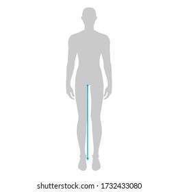 Hombres para realizar la medición de la longitud de las piernas Moda Ilustración para la gráfica de tamaño. 7.5 cabeza de niño para sitio o tienda en línea. Plantilla infográfica de cuerpo humano para ropa. 