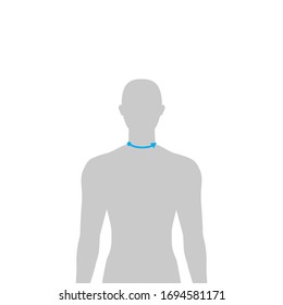 Men to do neck size measurement fashion Illustration for size chart. 7.5 head size boy for site or online shop. Human body infographic template for clothes. 