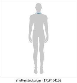 Men to do neck size measurement fashion Illustration for size chart. 7.5 head size boy for site or online shop. Human body infographic template for clothes. 