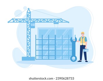 Men do the work and analyze the data themselves trending concept flat illustration