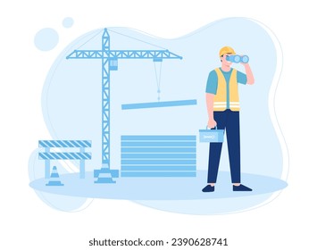 Men do the work and analyze the data themselves trending concept flat illustration