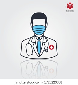 Men Doctor Icon. Vector illustration