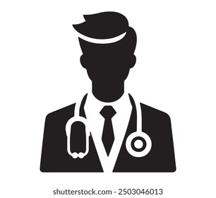 Men doctor and nurse icons silhouette white background vector illustration