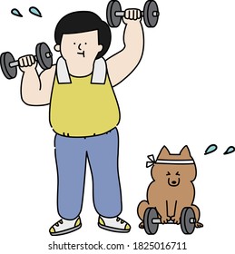 Men and dogs to train muscles