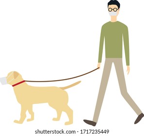 Men and dogs wearing masks.