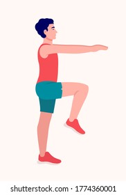 Men doing exercise, Men workout fitness, aerobic and exercises. Vector Illustration.