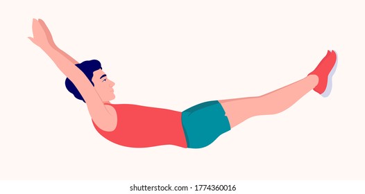 Men doing exercise, Men workout fitness, aerobic and exercises. Vector Illustration.