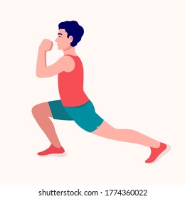 Men doing exercise, Men workout fitness, aerobic and exercises. Vector Illustration.