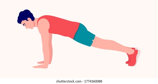 Men doing exercise, Men workout fitness, aerobic and exercises. Vector Illustration.