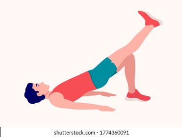 Men doing exercise, Men workout fitness, aerobic and exercises. Vector Illustration.