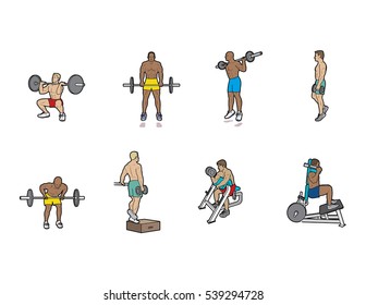 Men doing weightlifting exercises