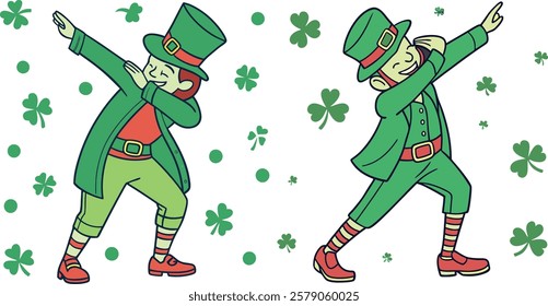 men dressed as leprechauns are playing with a toy