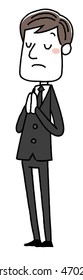 Men dressed in mourning: hands in prayer