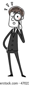 Men dressed in mourning: magnifying glass