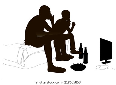 Men drinking bear, vector illustration