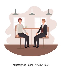 men drinking coffee in the dining room