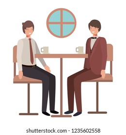 men drinking coffee in the dining room