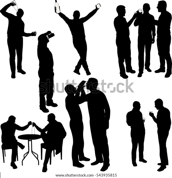 Men Drinking Silhouettes Vector Stock Vector (Royalty Free) 543935815