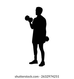 men dumbell workout fitness silhouette