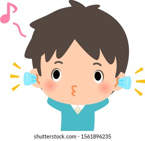Men with earplugs pretending not to know