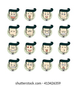 Men emotions faces vector characters