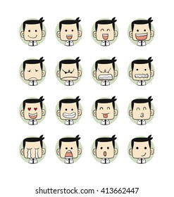 Men emotions faces vector characters