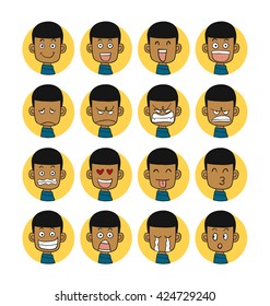 Men emotions faces vector characters.