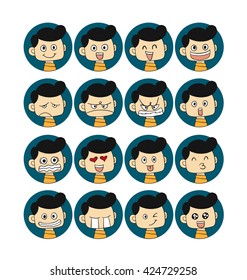 Men emotions faces vector characters.