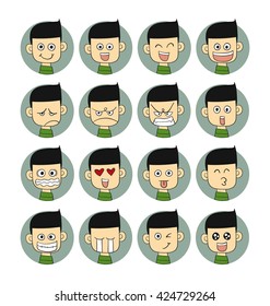 Men emotions faces vector characters.