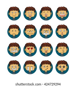 Men emotions faces vector characters.