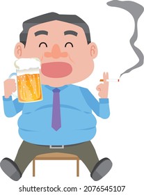 Men enjoying cigarettes and beer