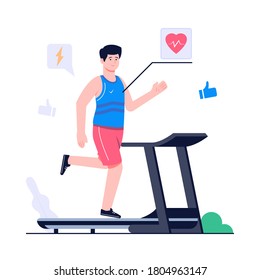 men exercise using a treadmill concept illustration