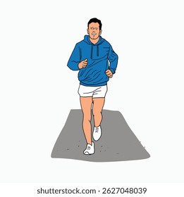 men are exercising running. Cartoon Style Illustration