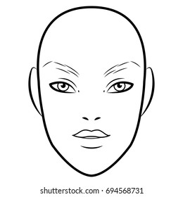 Men Face chart Makeup Artist Blank. Template. Vector illustration.