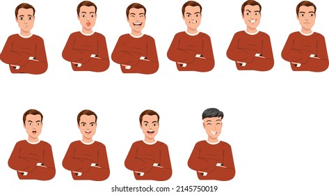 hombres cara emotes, expresiones, estilo de modos,vector mens 