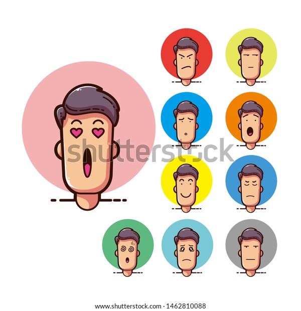 Men Face Expressions Vector Set Stock Vector Royalty Free Shutterstock