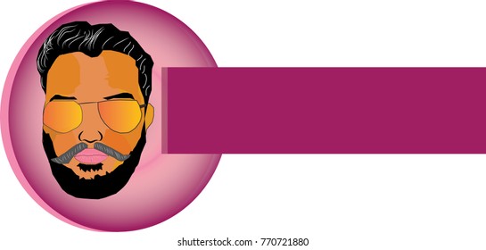 men face in glasses. Modern colorful style.using TEXT ON SPACE  Vector cartoon illustration.