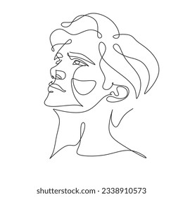 Men face minimlist art vector single line drawing