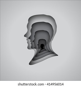 Men Face Profile Cut Out Paper