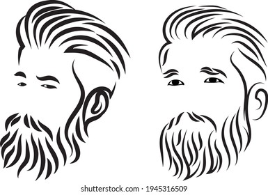 men face vector line art