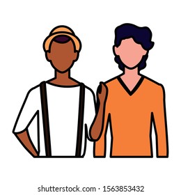 men faceless with different poses on white background vector illustration design