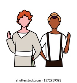 men faceless with different poses on white background vector illustration design